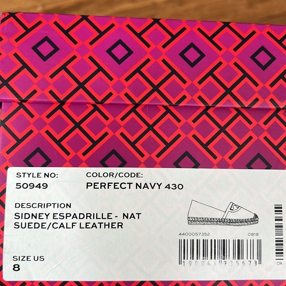 NEW TORY BURCH SIDNEY ESPADRILLE Navy Sz 8 - Picture 8 of 8